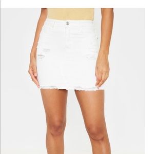 White high waste denim skirt
